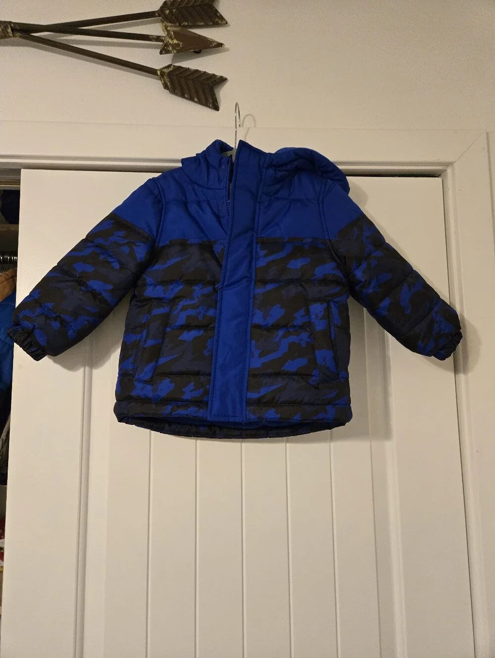 Jumping beans Blue Camouflage Puffer Jacket with Hood